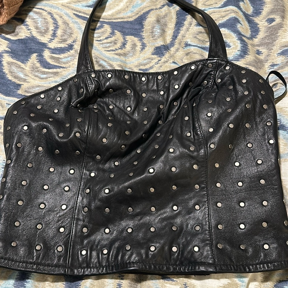 Harley Davidson leather halter size 12 black studded